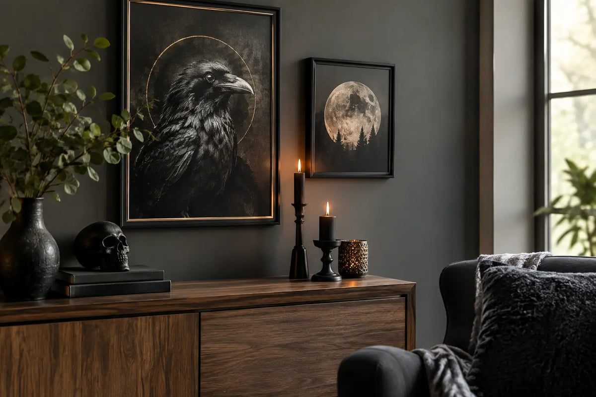 Dunkle Kunst zuhause dekorieren mit Stil