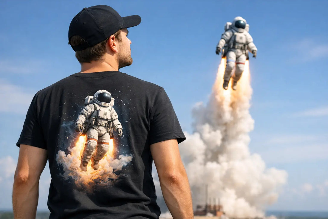 Astronaut T-Shirt mit Spruch, das abhebt