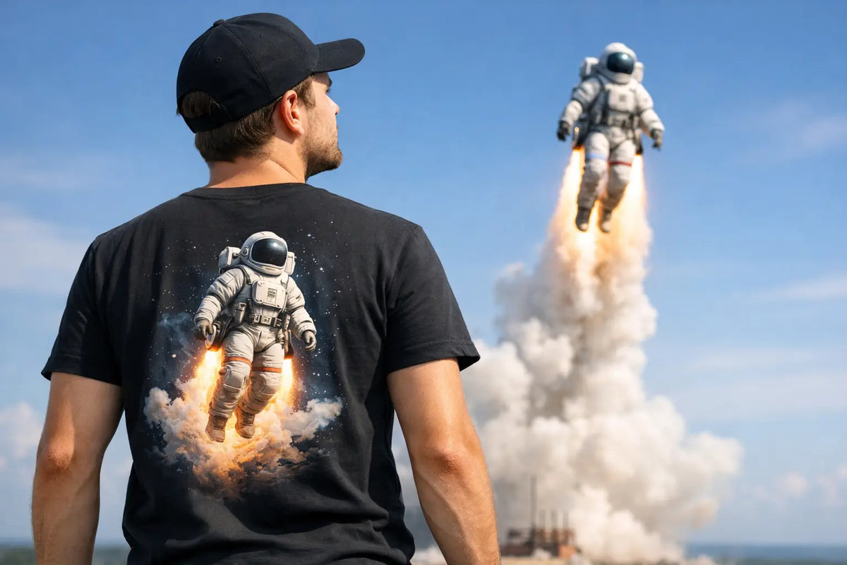 Astronaut T-Shirt mit Spruch, das abhebt