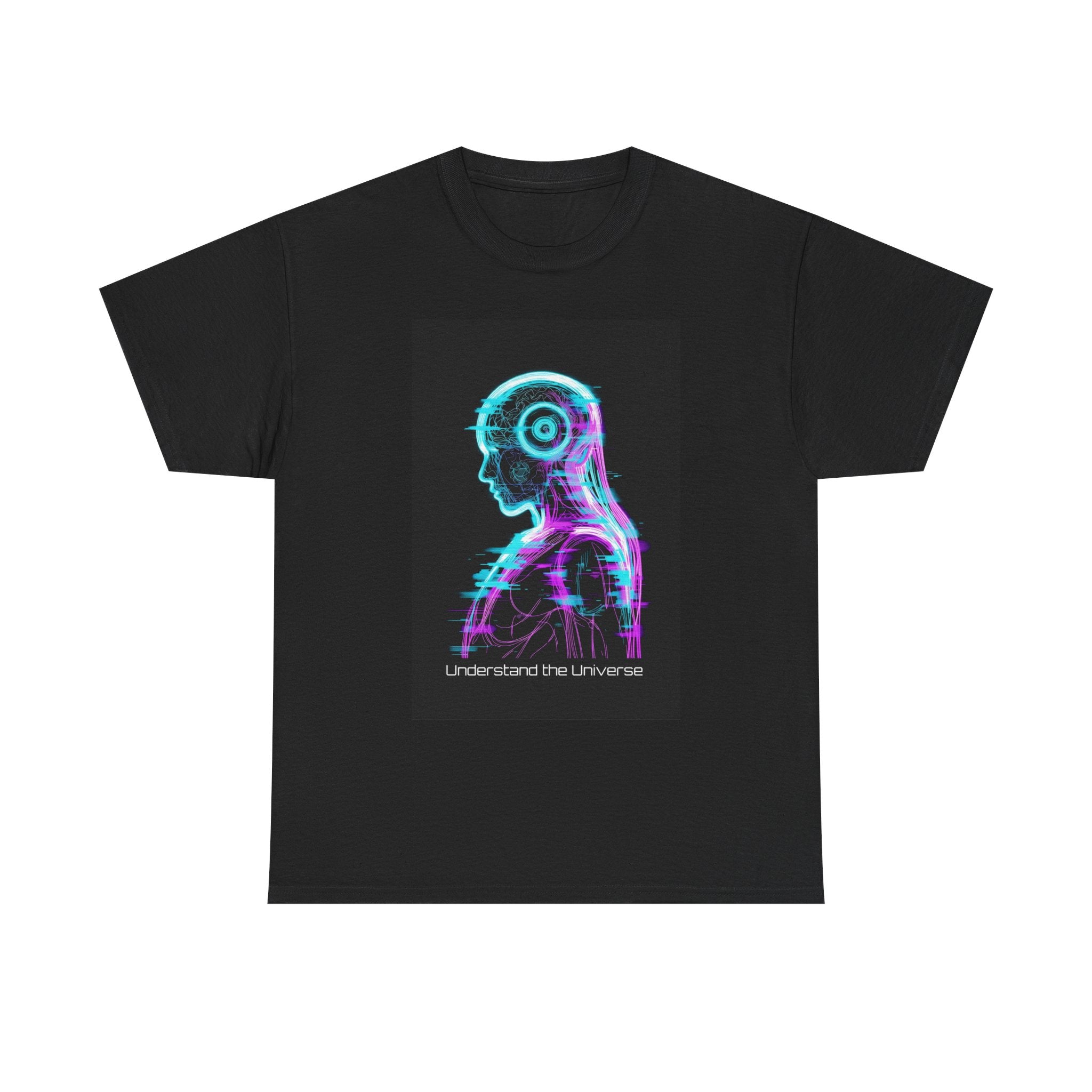 Cyberpunk Android Tee — "I Understand the Universe" Neon Robot Graphic T-Shirt