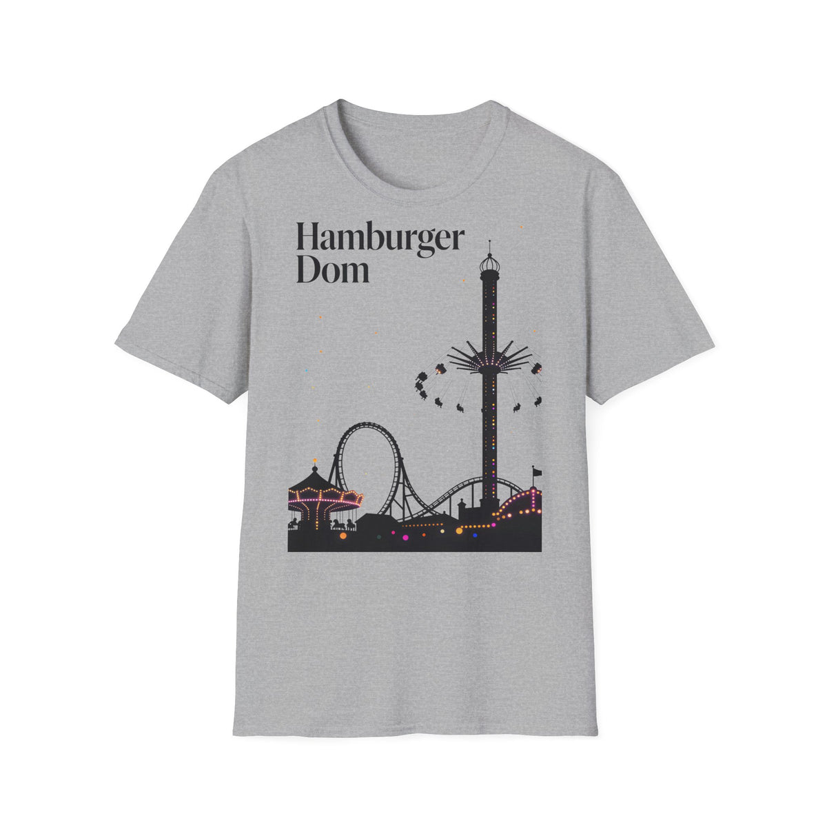 Hamburger Dom Skyline-T-Shirt – T-Shirt mit Fahrgeschäfts-Silhouette