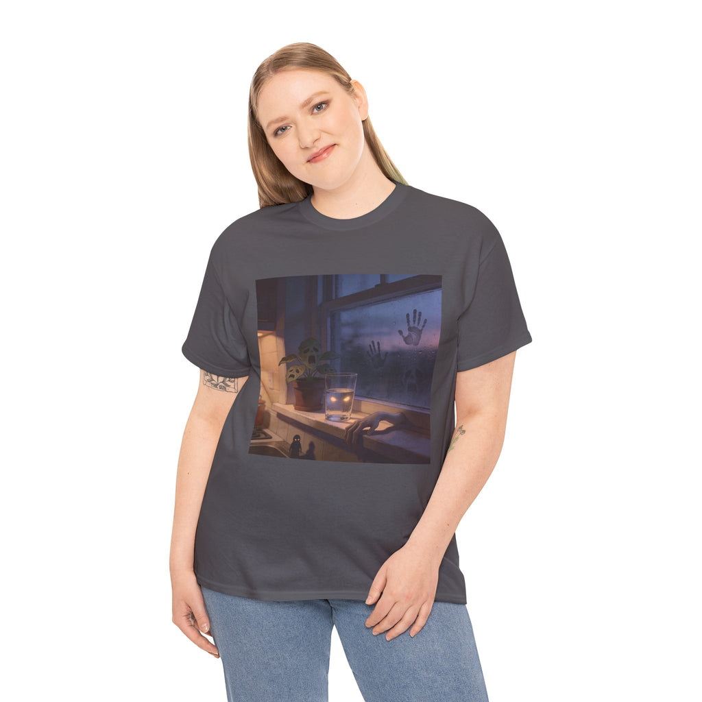 Stimmungsvolles Twilight-Fenster T-Shirt – Cozy Sunset Grafik-Shirt