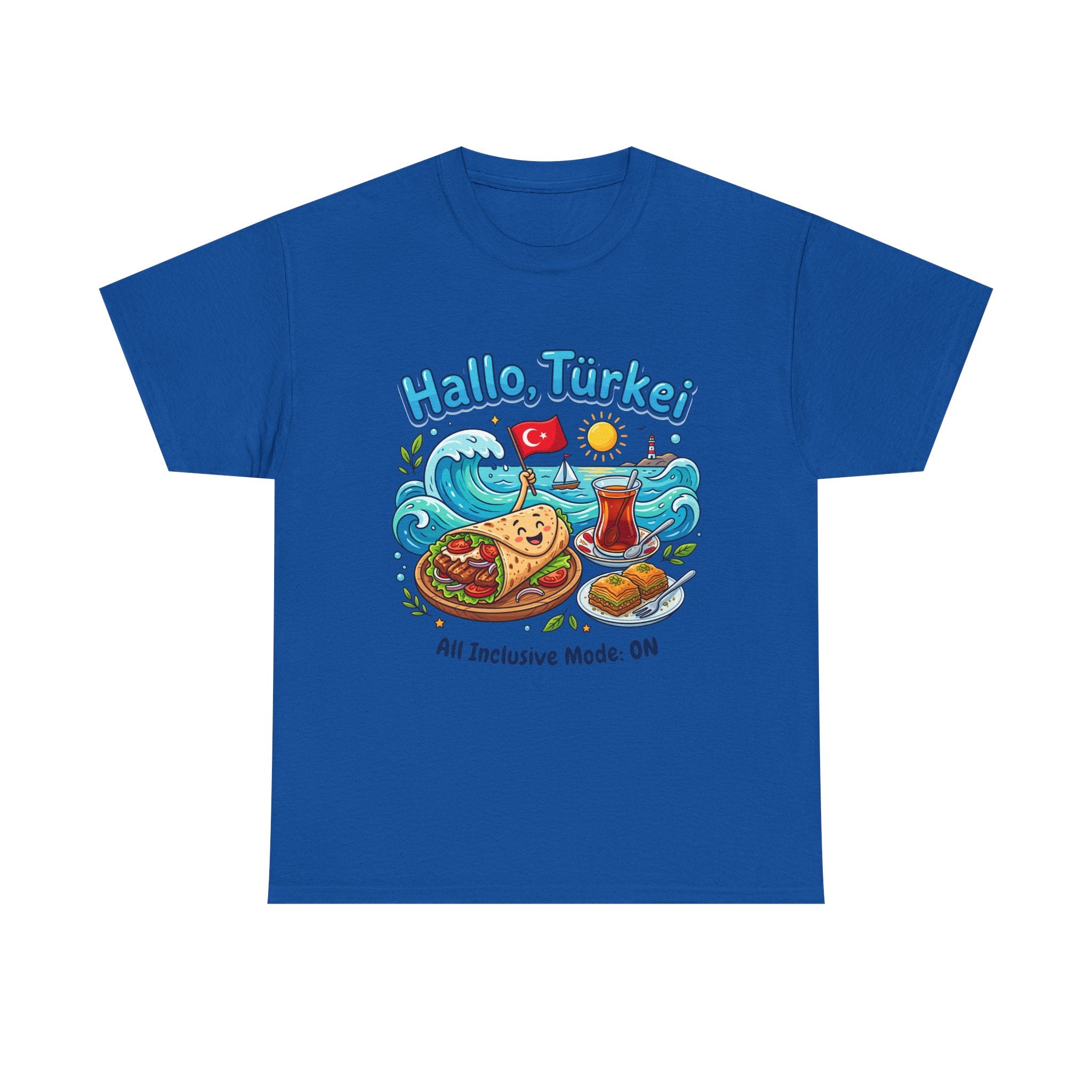Hallo Türkiye! Turkish Food & Vacation Graphic Tee — "All Inclusive Mode: ON"