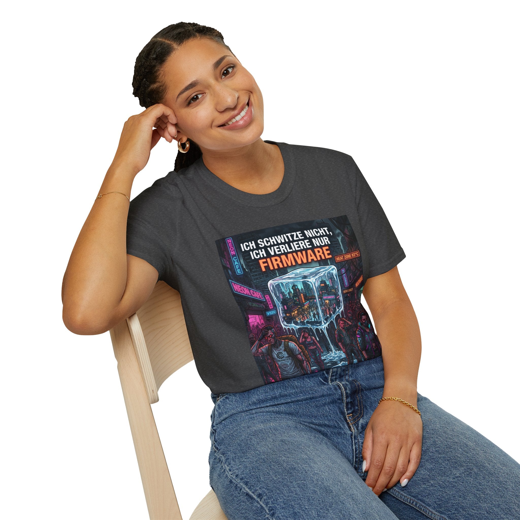 Firmware Humor T‑Shirt — "Ich schwitze nicht, ich verliere nur Firmware" Cyberpunk Tee