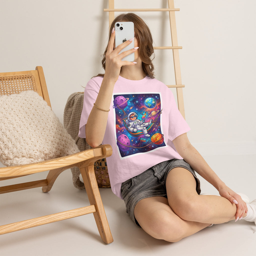 Astronaut Relaxing Tee — Cosmic Hammock Space Shirt