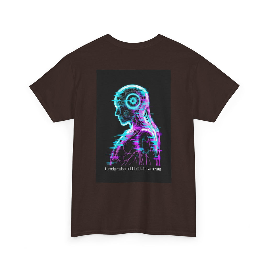 Cyberpunk Android Tee — "I Understand the Universe" Neon Robot Graphic T-Shirt