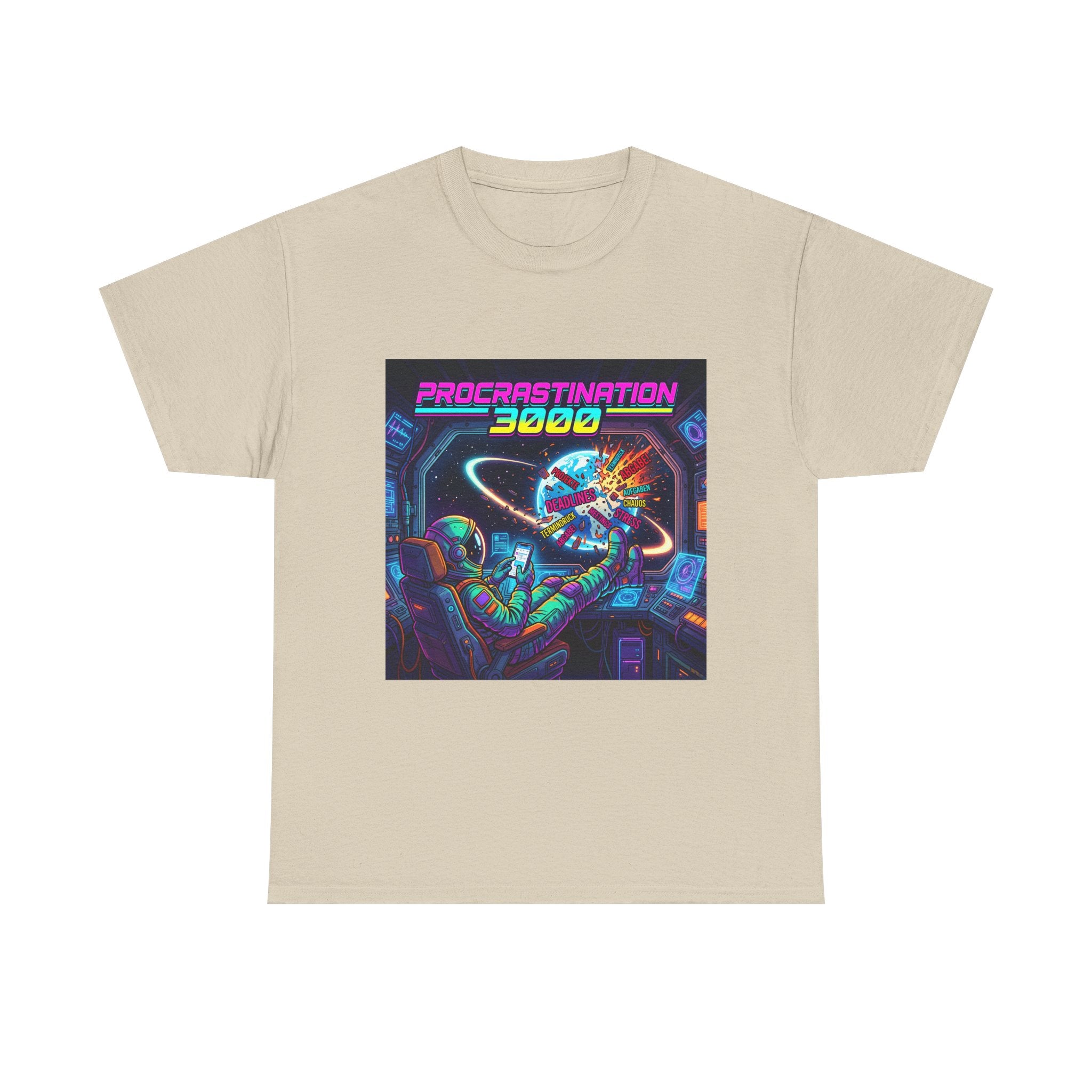 T-Shirt — "Procrastination 3000" Retro Futuristic Space Tee