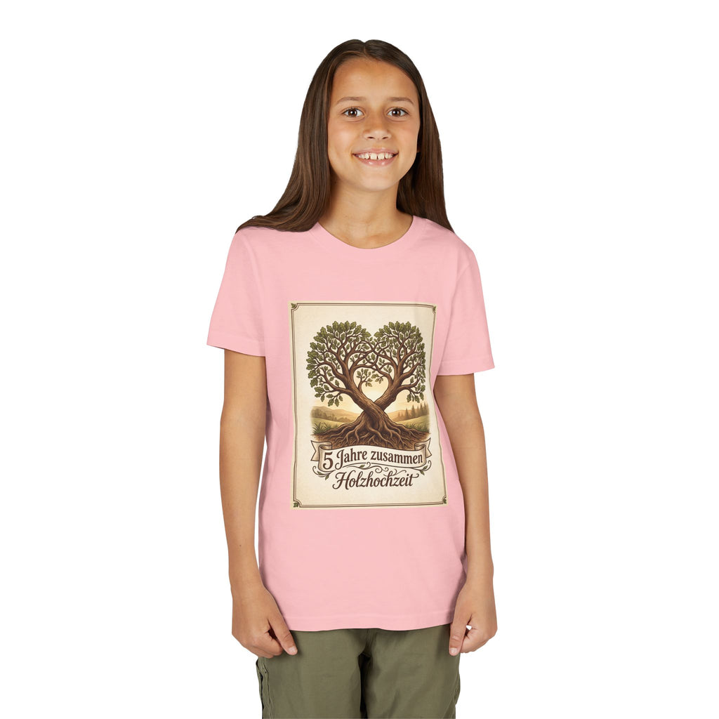 Youth Tee — '5 Jahre zusammen Holzhochzeit' Tree Anniversary Shirt (5th Wedding Anniversary)