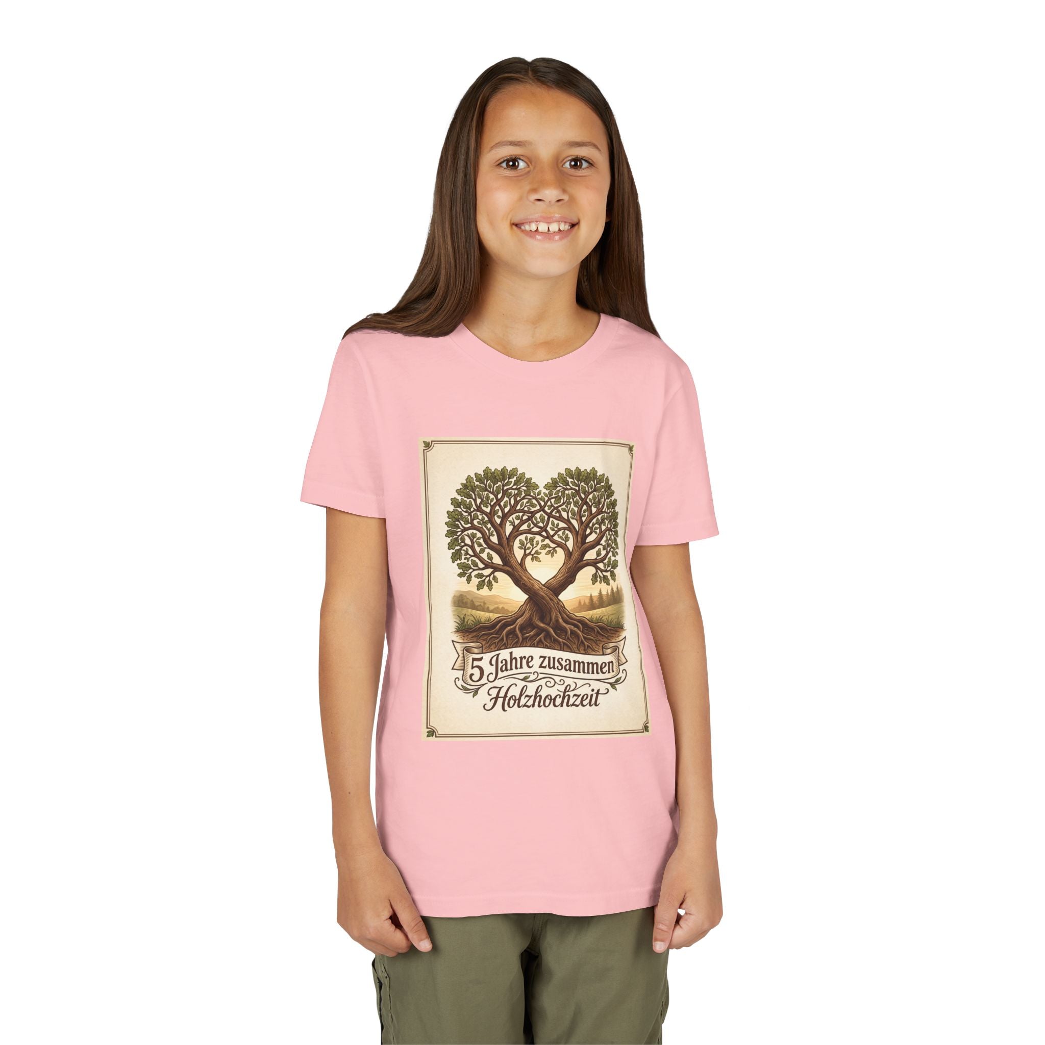 Youth Tee — '5 Jahre zusammen Holzhochzeit' Tree Anniversary Shirt (5th Wedding Anniversary)