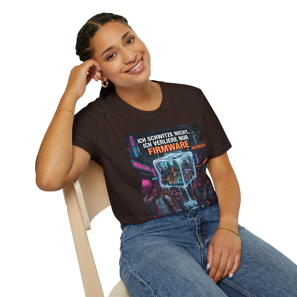 Firmware Humor T‑Shirt — "Ich schwitze nicht, ich verliere nur Firmware" Cyberpunk Tee