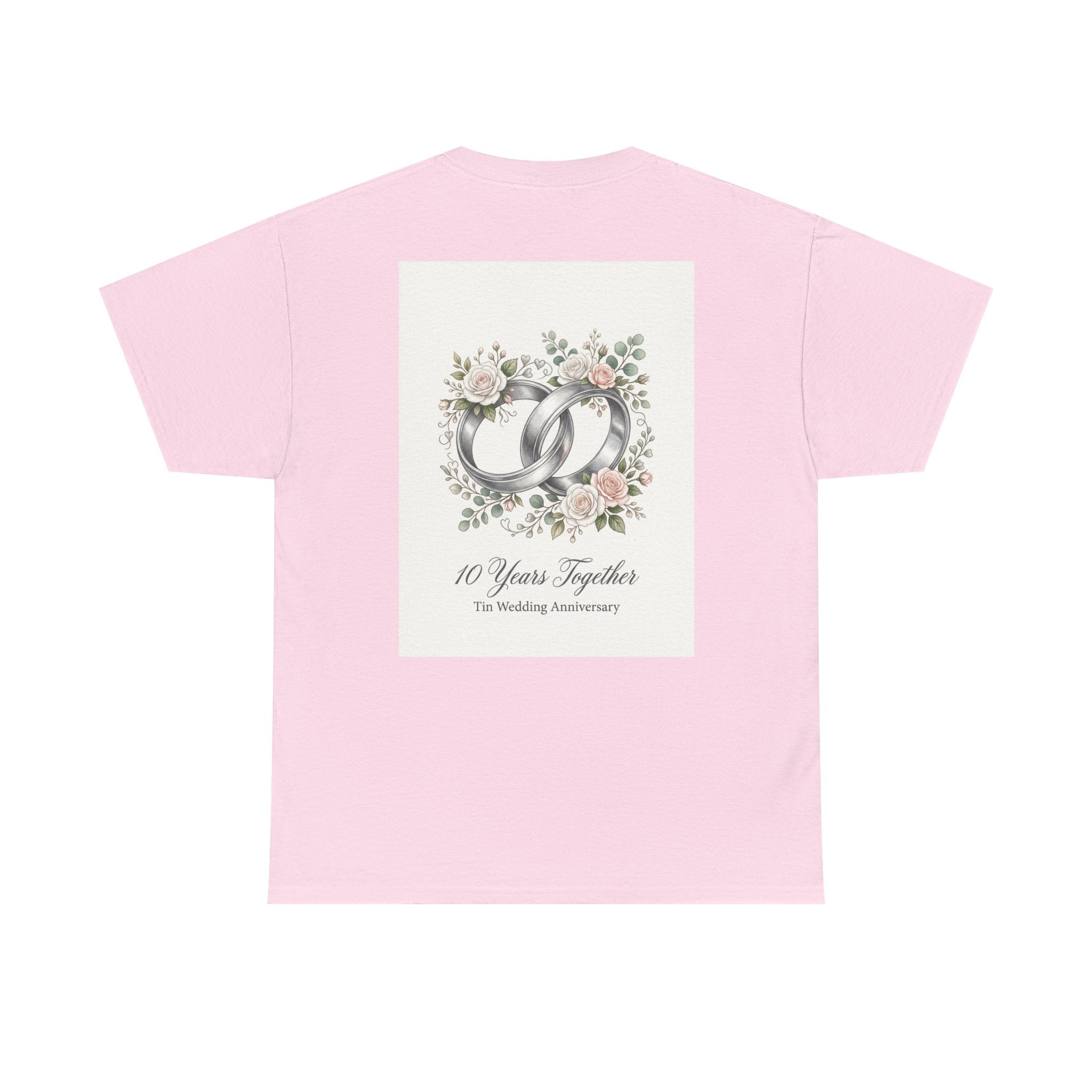 10th Wedding Anniversary Tin Rings T-Shirt — "10 Years Together" Floral Design