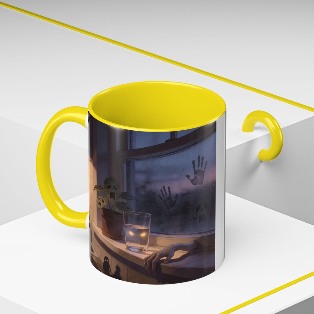 Spooky Window Handprints Mug – Halloween Ceramic Coffee Cup