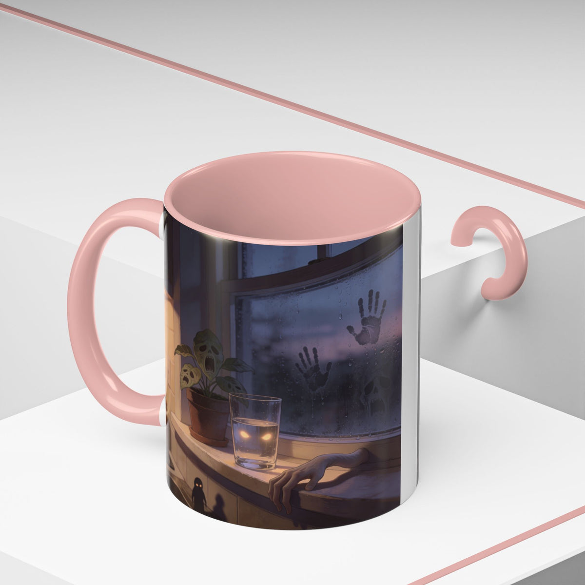 Spooky Window Handprints Mug – Halloween Ceramic Coffee Cup