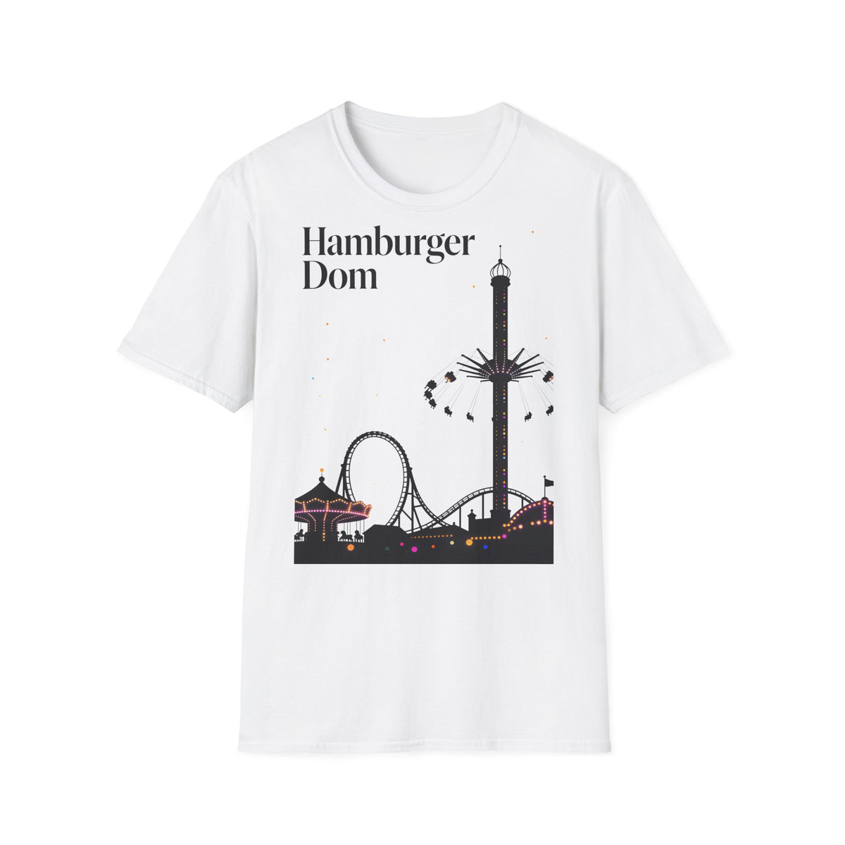 Hamburger Dom Skyline-T-Shirt – T-Shirt mit Fahrgeschäfts-Silhouette