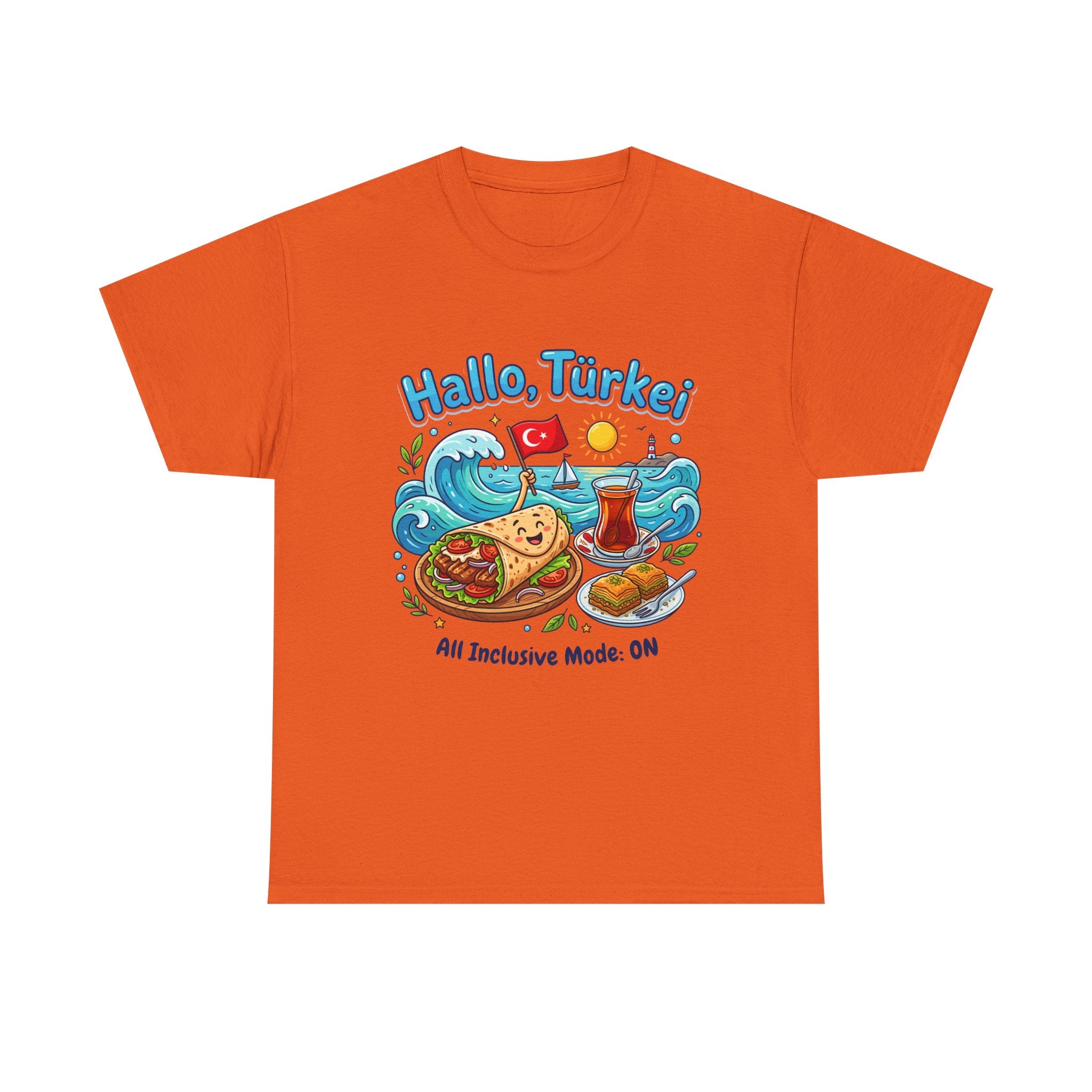 Hallo Türkiye! Turkish Food & Vacation Graphic Tee — "All Inclusive Mode: ON"
