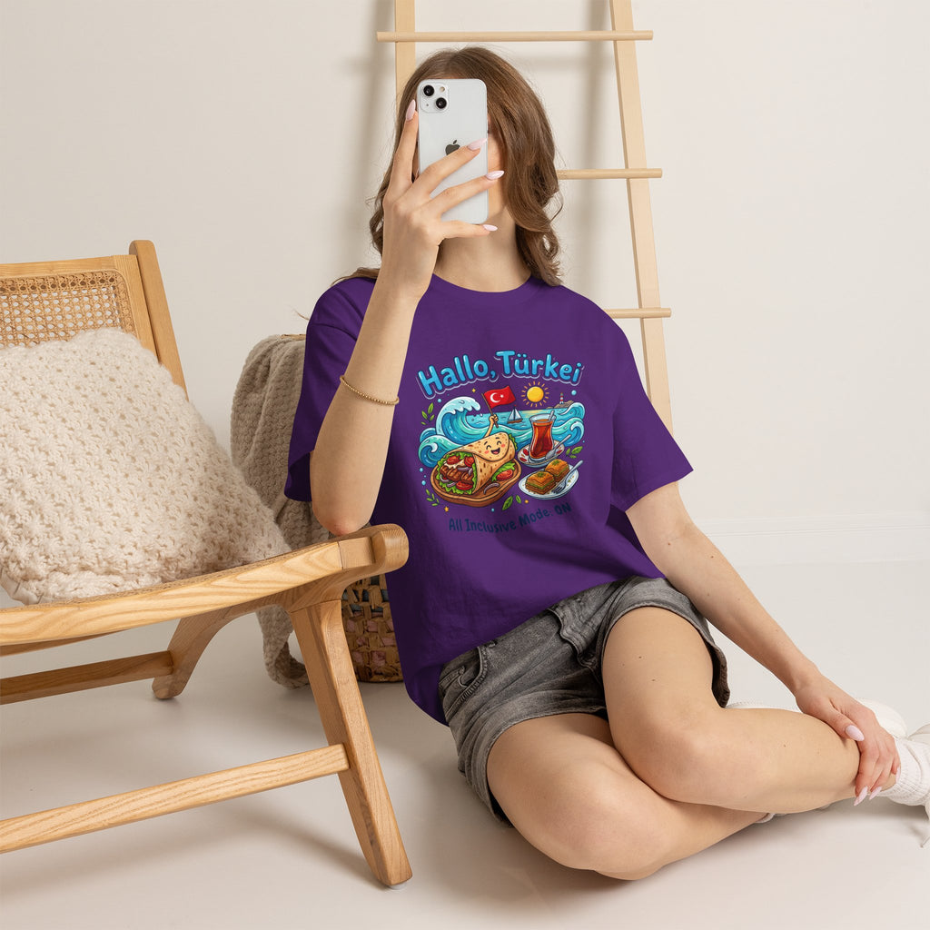 Hallo Türkiye! Turkish Food & Vacation Graphic Tee — "All Inclusive Mode: ON"