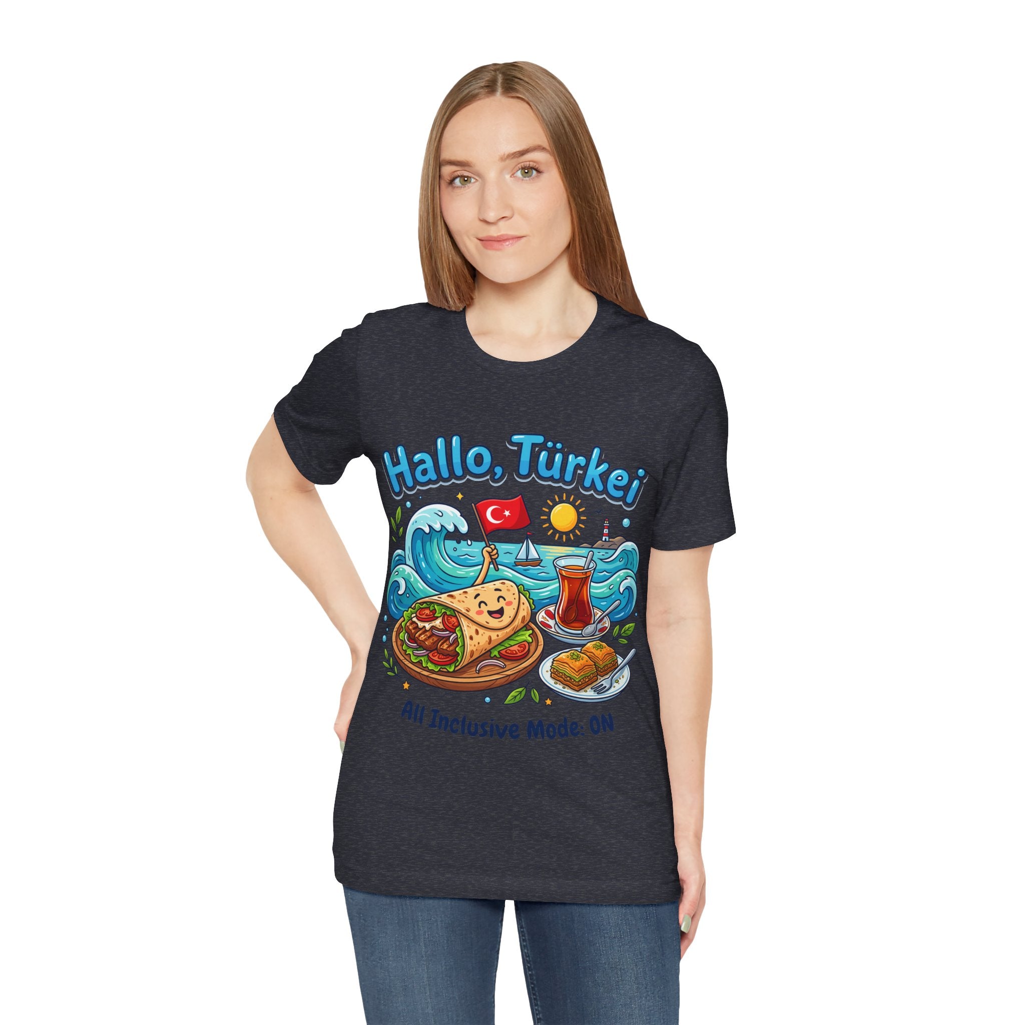 Turkey Travel T‑Shirt — "Hallo, Türkei! All Inclusive Mode ON"