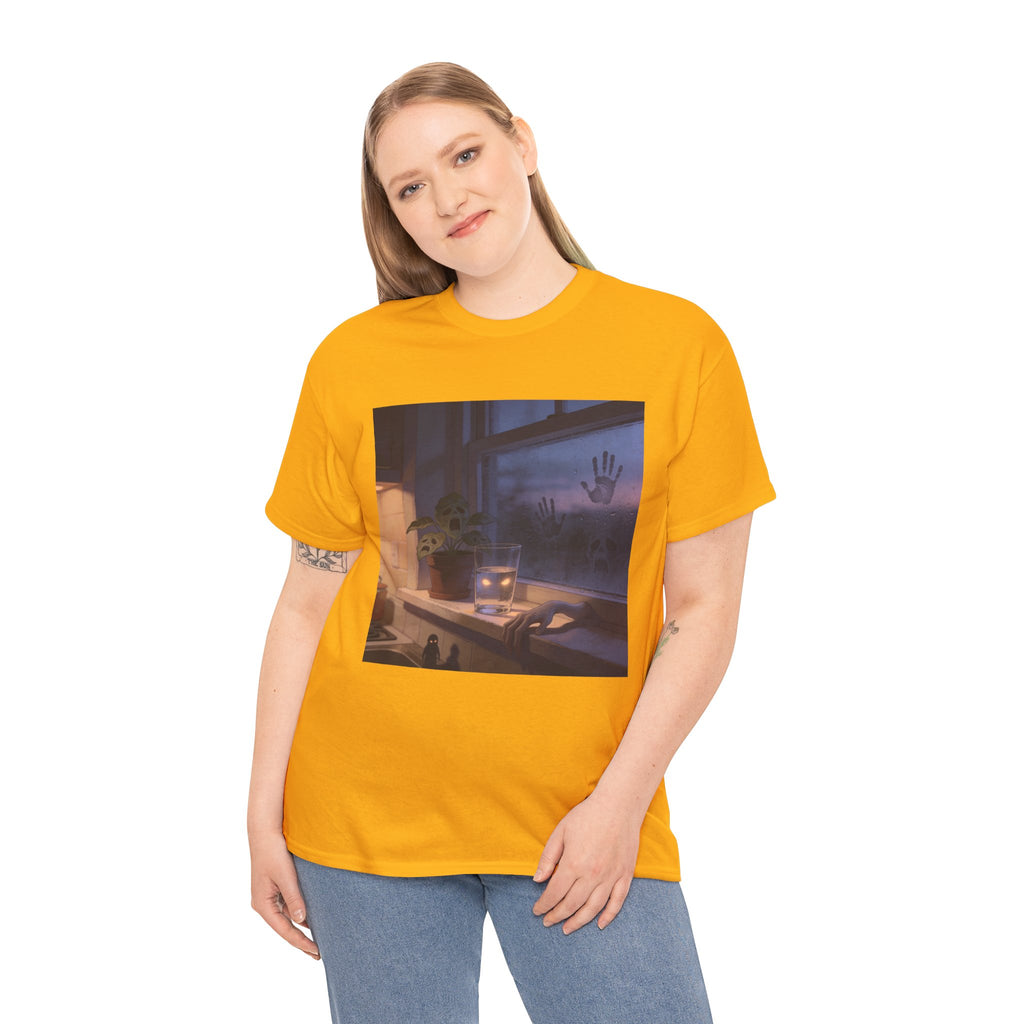 Stimmungsvolles Twilight-Fenster T-Shirt – Cozy Sunset Grafik-Shirt