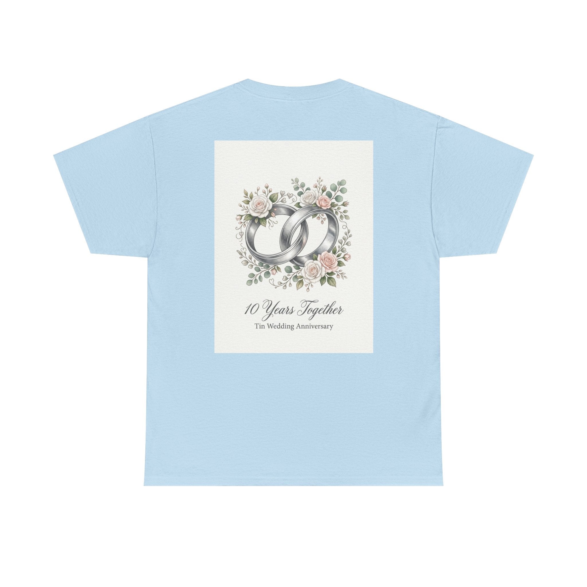 10th Wedding Anniversary Tin Rings T-Shirt — "10 Years Together" Floral Design