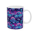 Retro Vaporwave Mug — Neon 80s Cassette & Palm Tree Ceramic Coffee Cup (11oz/15oz)