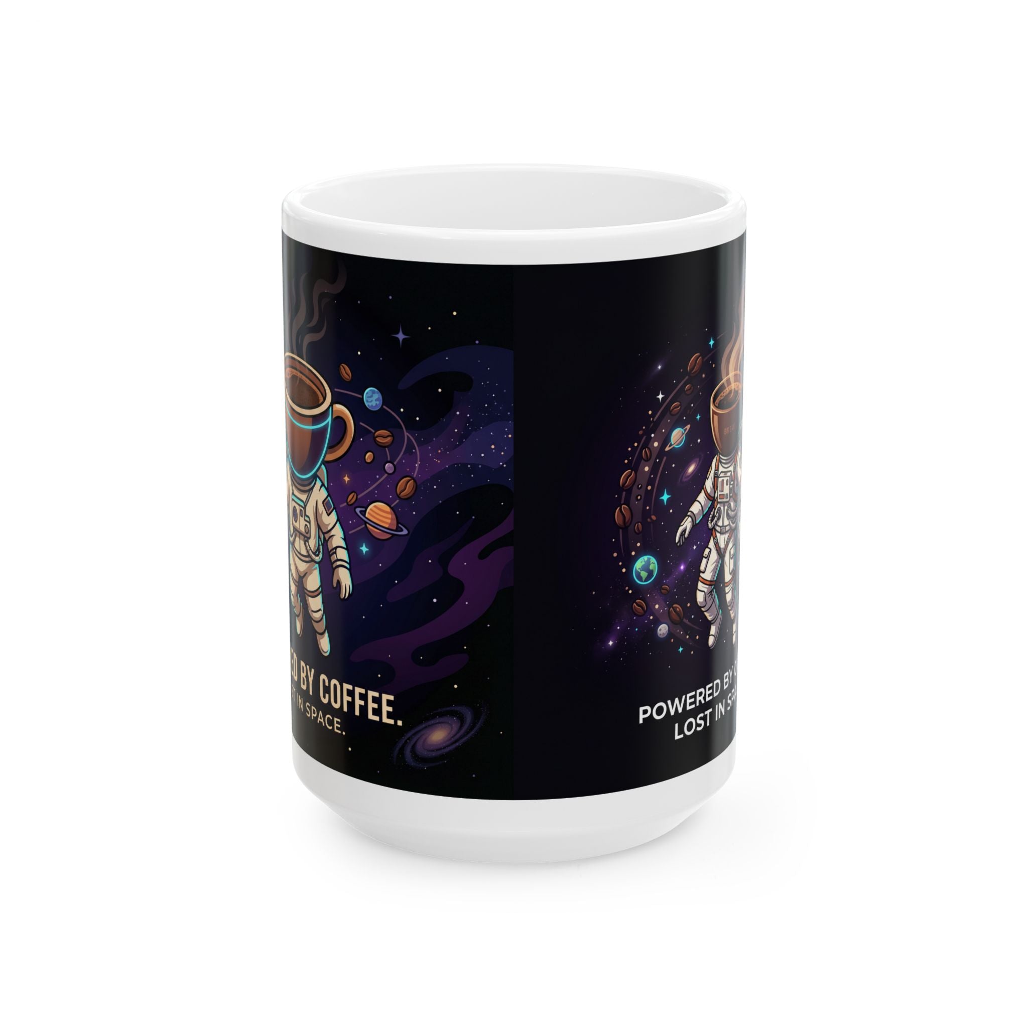 Astronaut Coffee Mug — "Powered by Coffee" Space Ceramic Mug (11oz & 15oz)