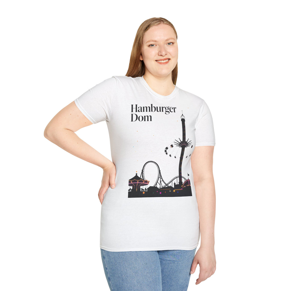 Hamburger Dom Skyline-T-Shirt – T-Shirt mit Fahrgeschäfts-Silhouette