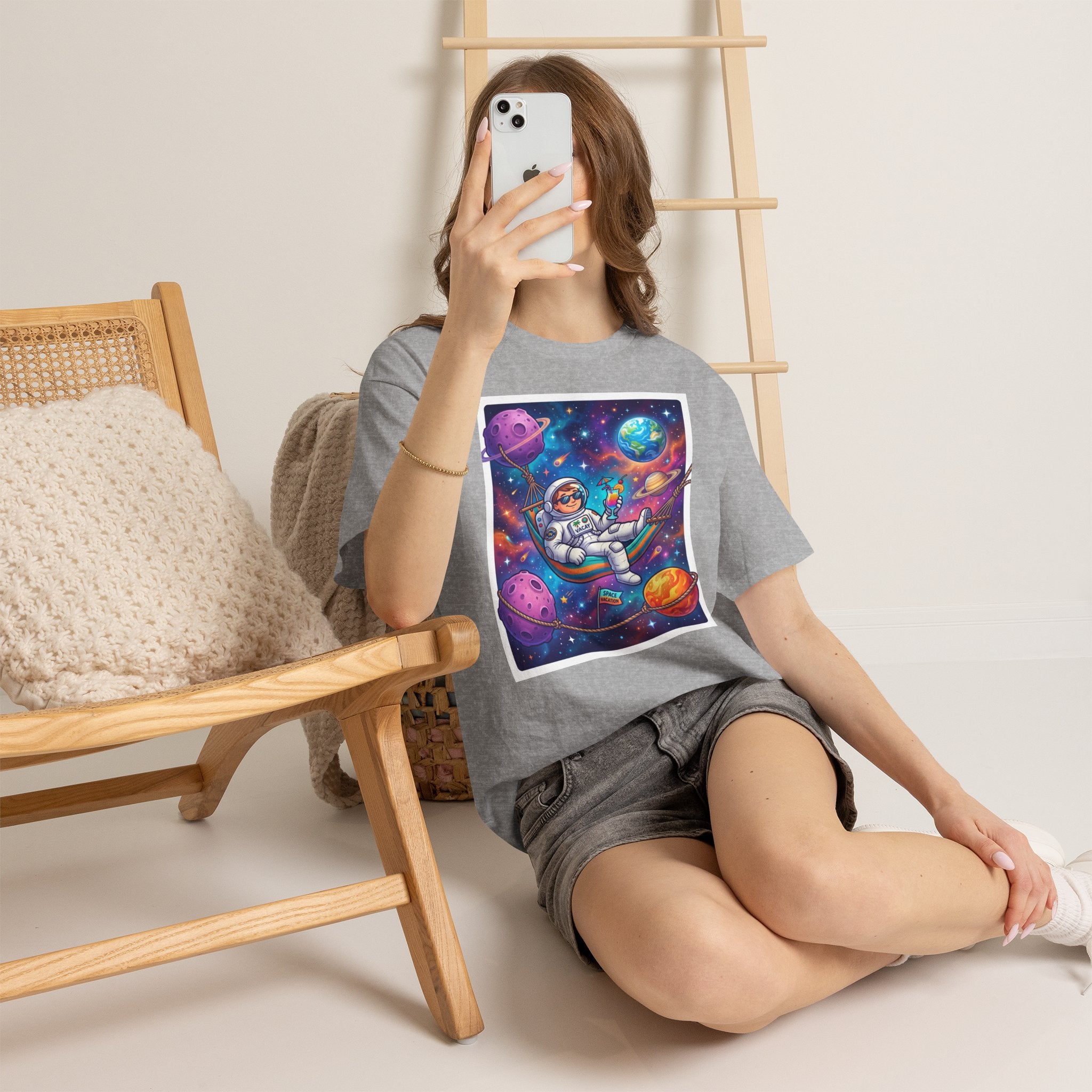 Astronaut Relaxing Tee — Cosmic Hammock Space Shirt
