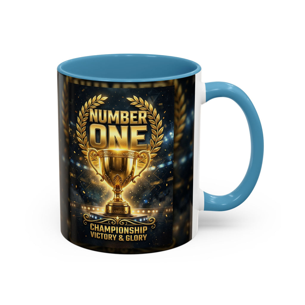 Number One Trophy Coffee Mug — Championship Victory & Glory Accent Mug