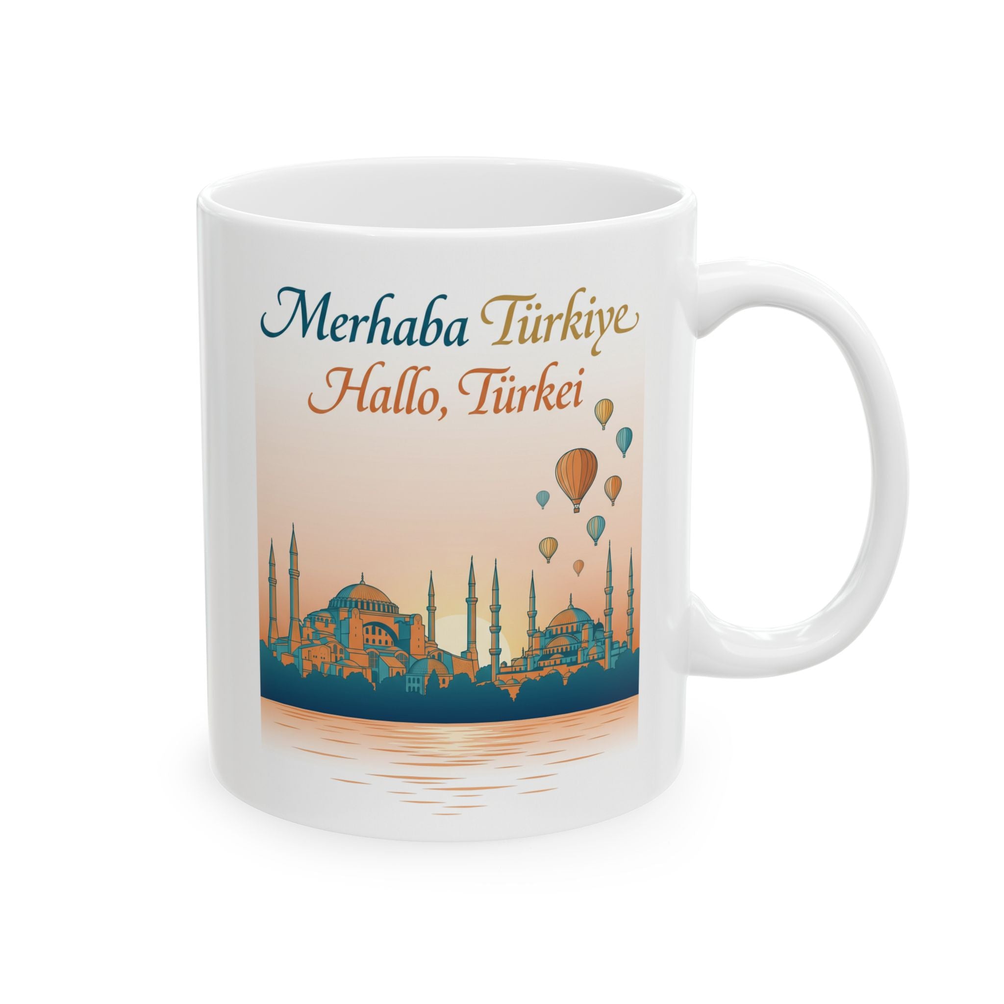 Turkey Travel Mug - Istanbul Hot Air Balloon Souvenir Ceramic Coffee Cup (11oz/15oz)