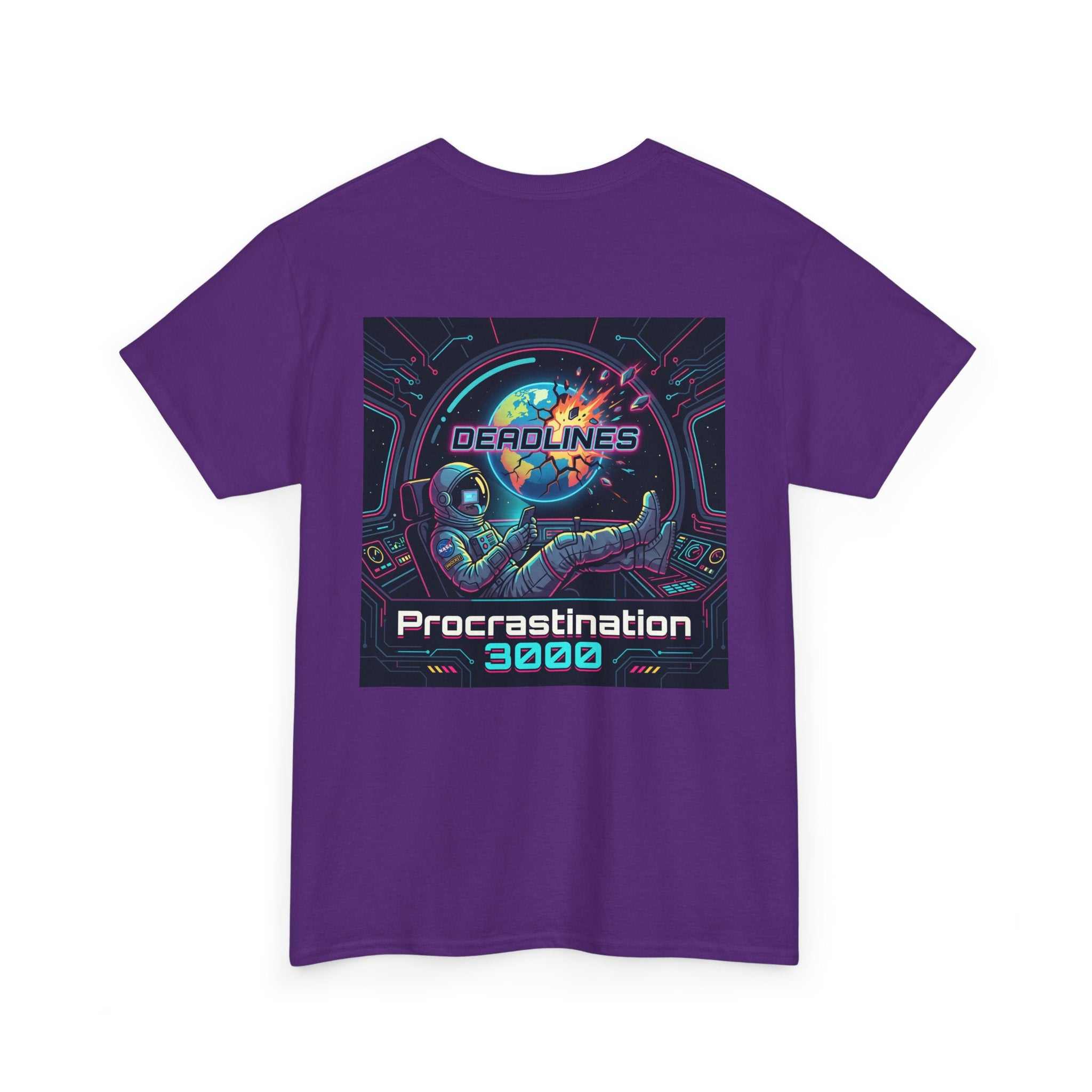 Procrastination 3000 Tee — Retro Futuristic Space Humor T-Shirt