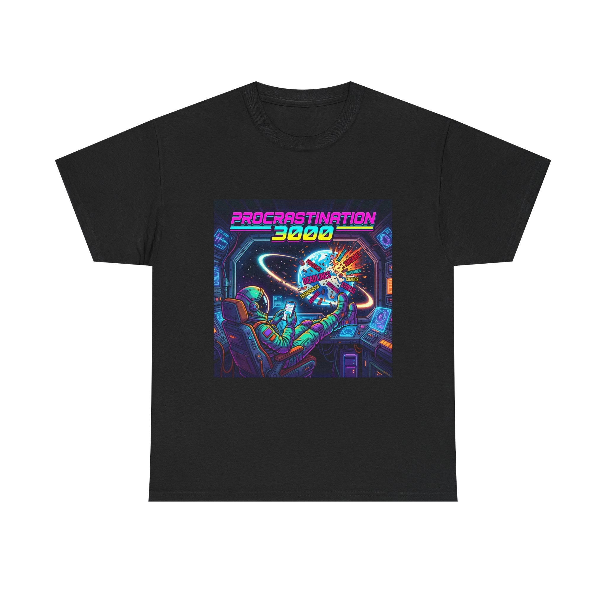 T-Shirt — "Procrastination 3000" Retro Futuristic Space Tee