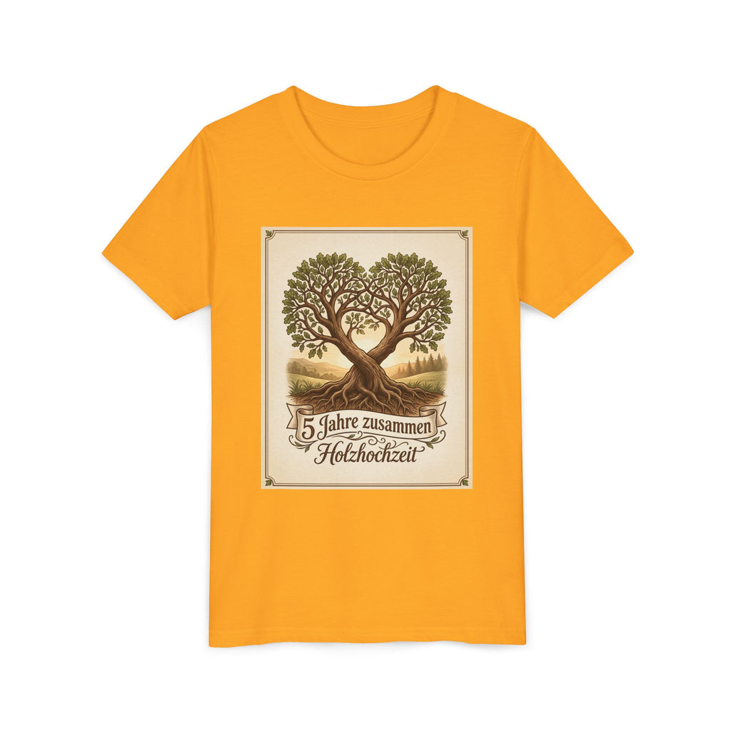 Youth Tee — '5 Jahre zusammen Holzhochzeit' Tree Anniversary Shirt (5th Wedding Anniversary)