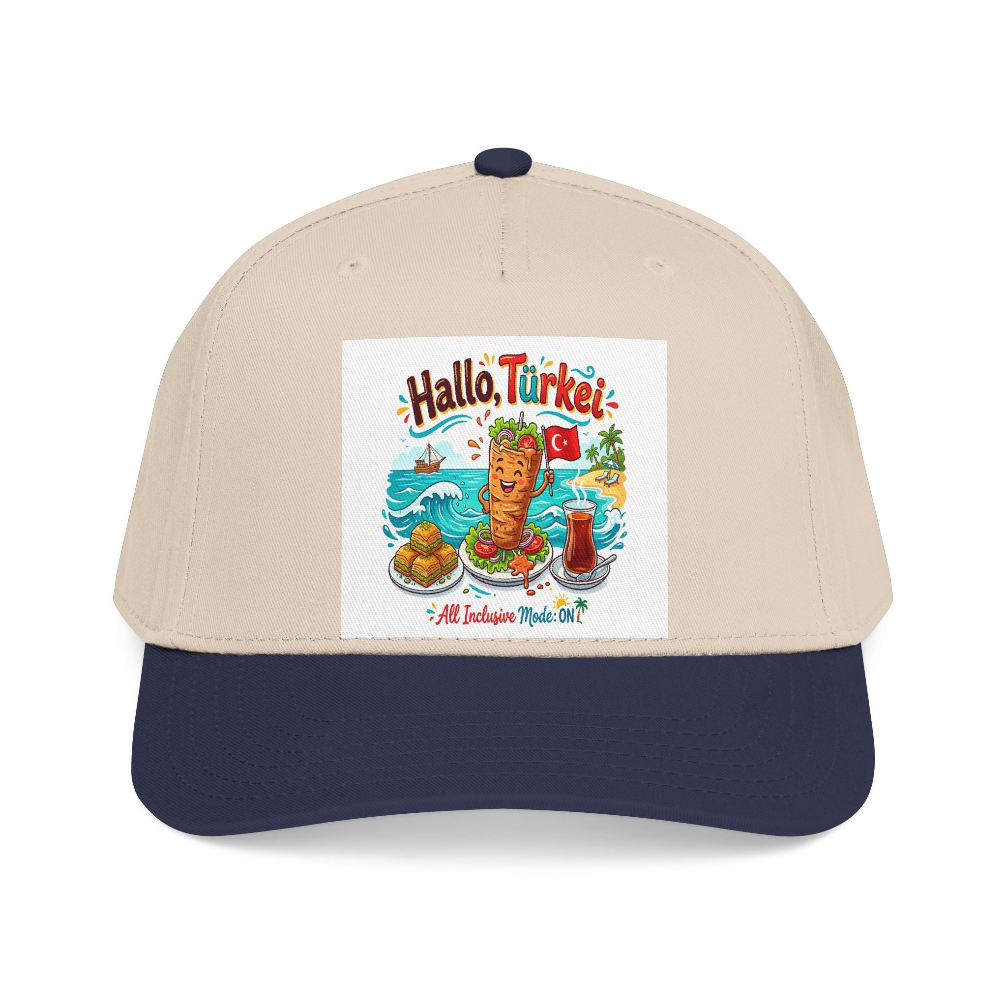 Hallo Turkey Beach Baseball Cap — Tropical Thanksgiving Vacation Vibe