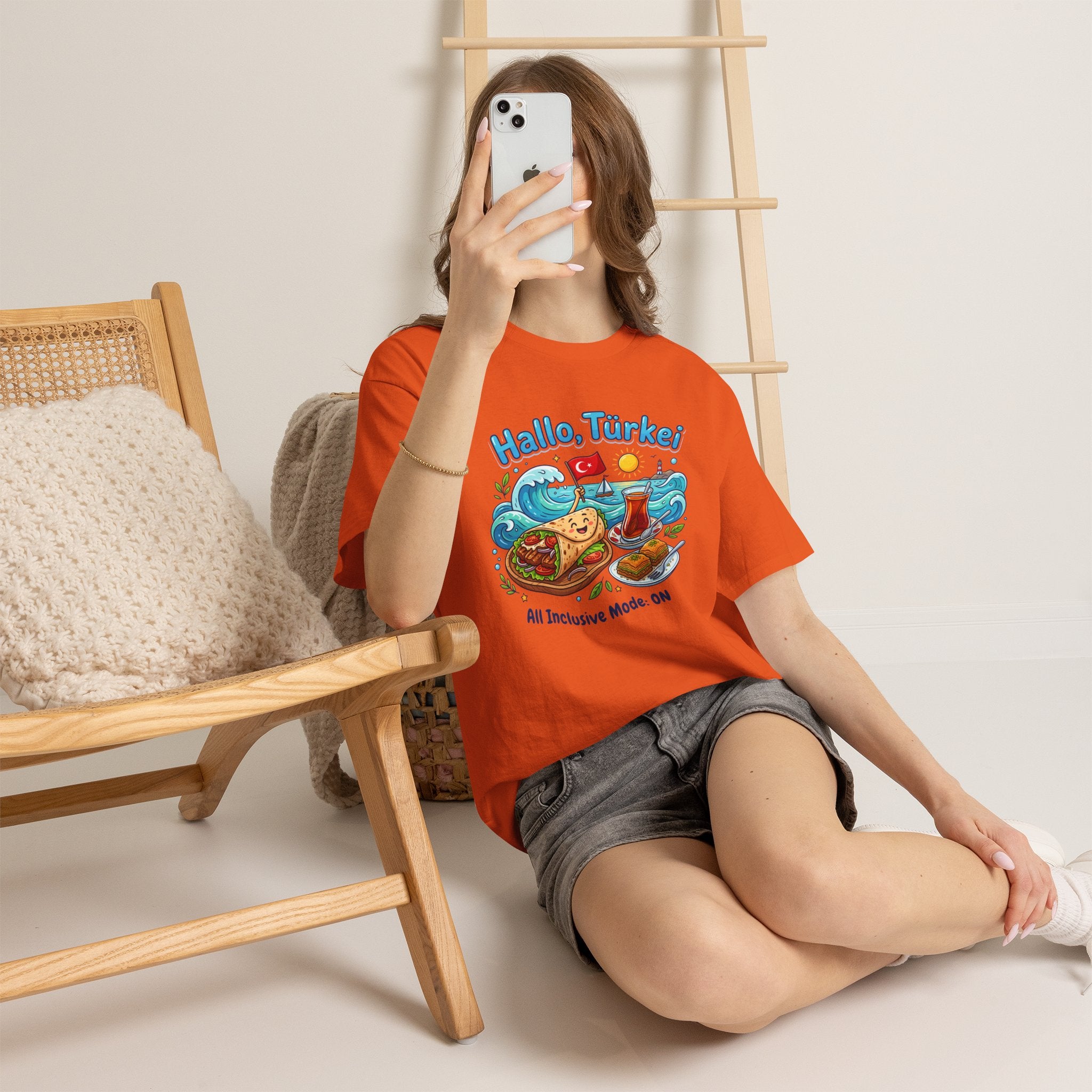 Hallo Türkiye! Turkish Food & Vacation Graphic Tee — "All Inclusive Mode: ON"