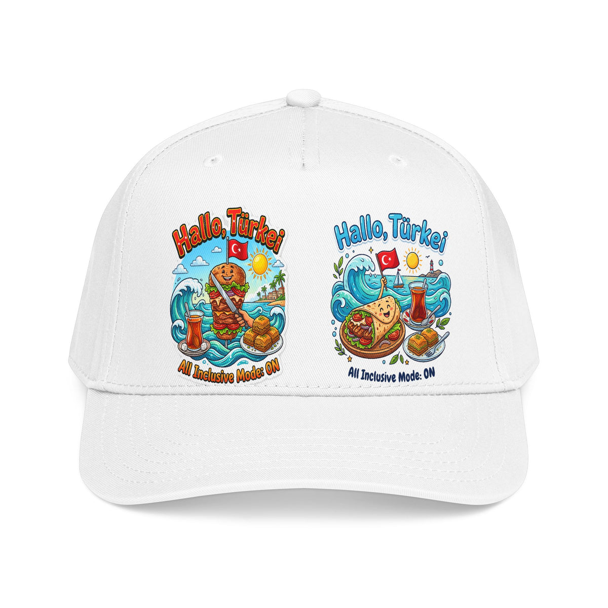 Hallo Turkey Beach Baseball Cap — Tropical Thanksgiving Vacation Vibe