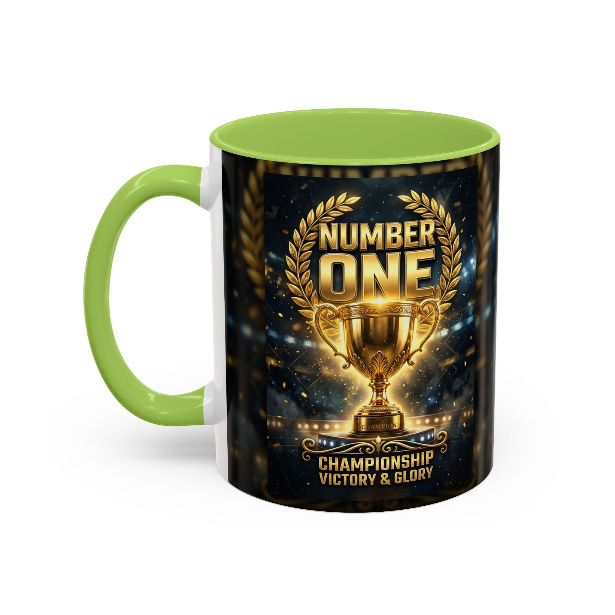 Number One Trophy Coffee Mug — Championship Victory & Glory Accent Mug