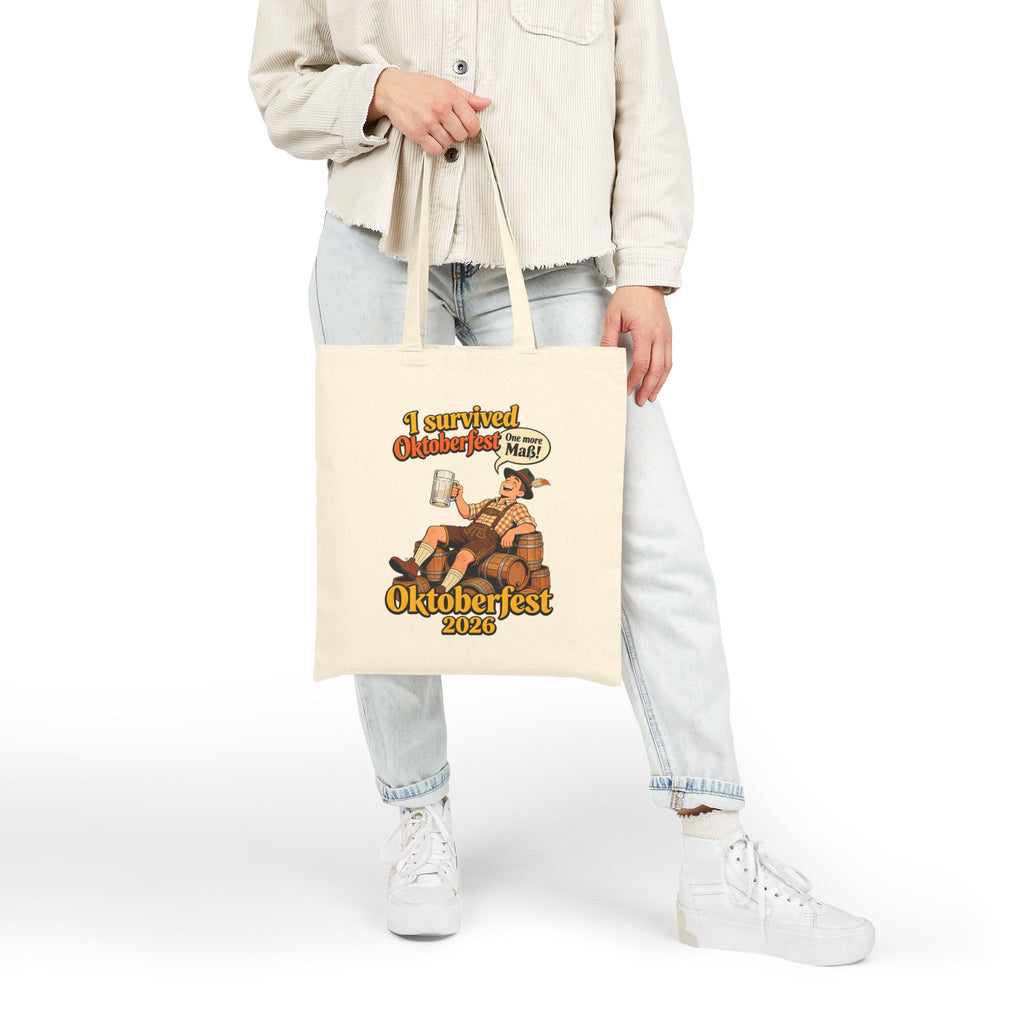Oktoberfest 2026 Cotton Tote — "I Survived Oktoberfest (Not Me!)" Beer Festival Bag