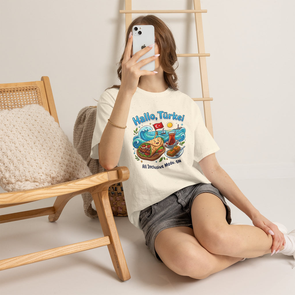 Hallo Türkiye! Turkish Food & Vacation Graphic Tee — "All Inclusive Mode: ON"