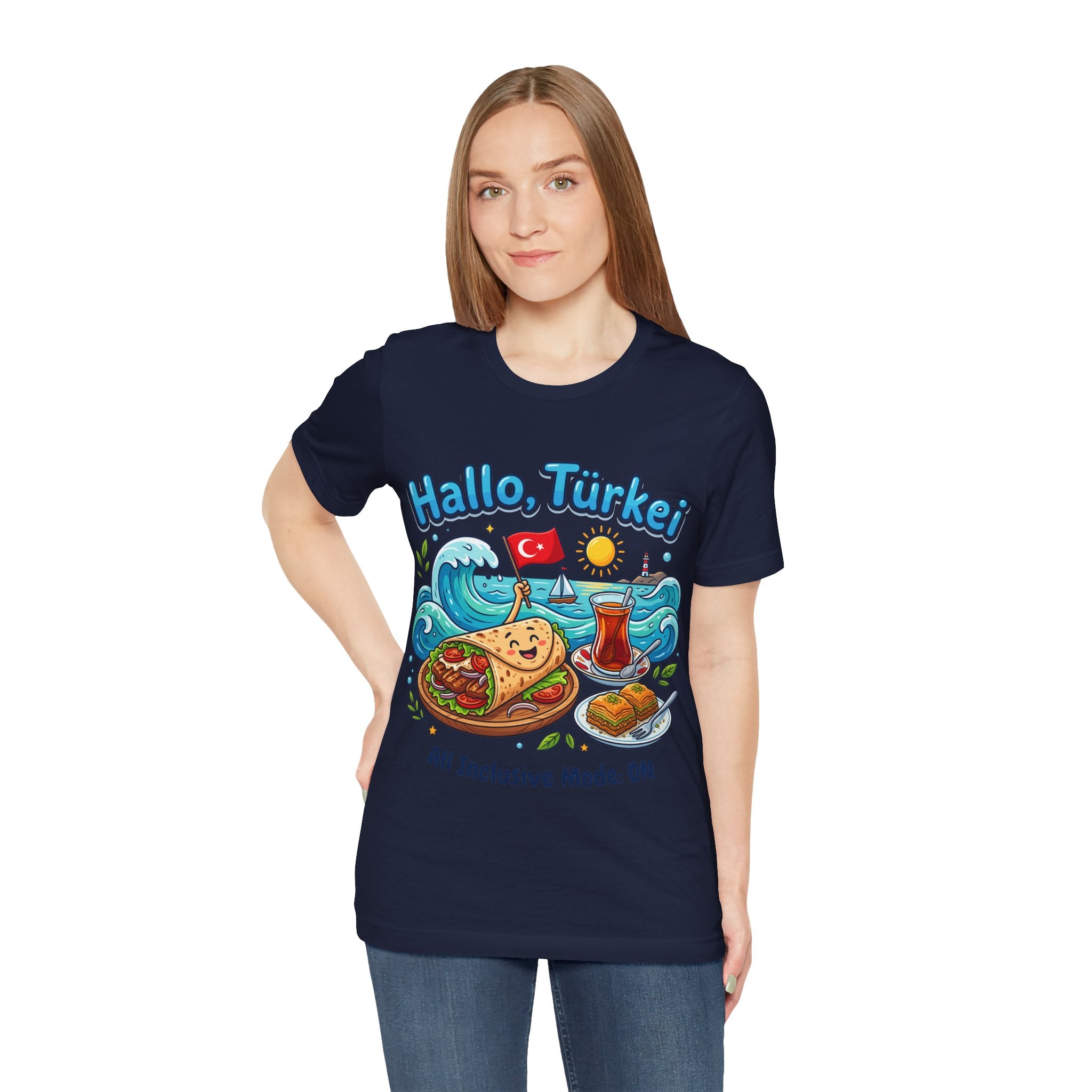 Turkey Travel T‑Shirt — "Hallo, Türkei! All Inclusive Mode ON"