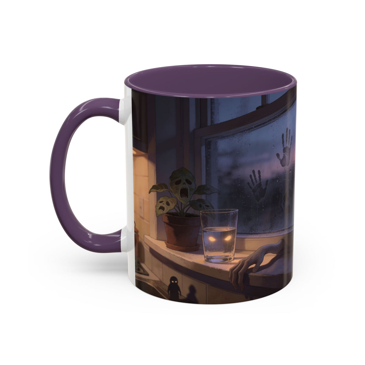 Spooky Window Handprints Mug – Halloween Ceramic Coffee Cup