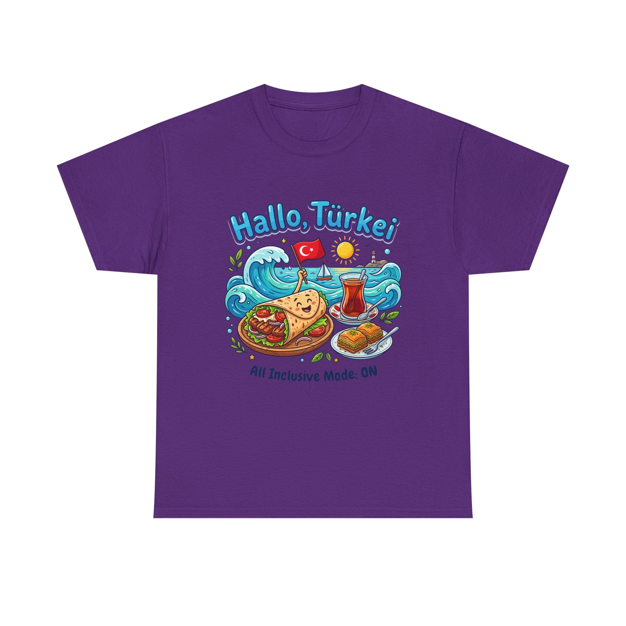 Hallo Türkiye! Turkish Food & Vacation Graphic Tee — "All Inclusive Mode: ON"