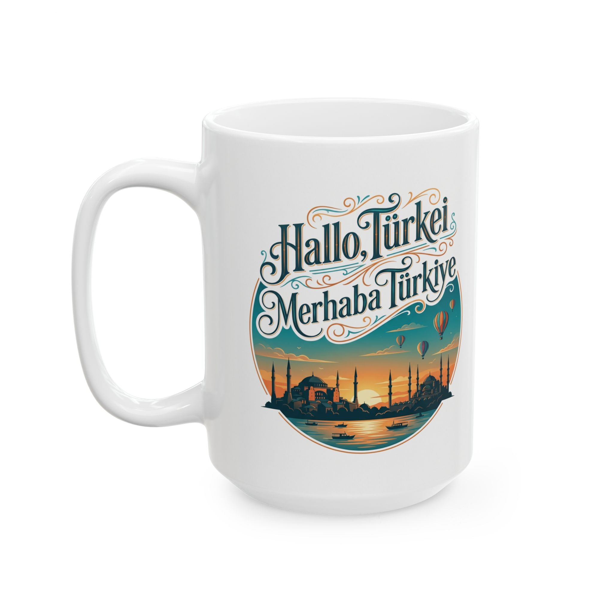 Turkey Travel Mug - Istanbul Hot Air Balloon Souvenir Ceramic Coffee Cup (11oz/15oz)