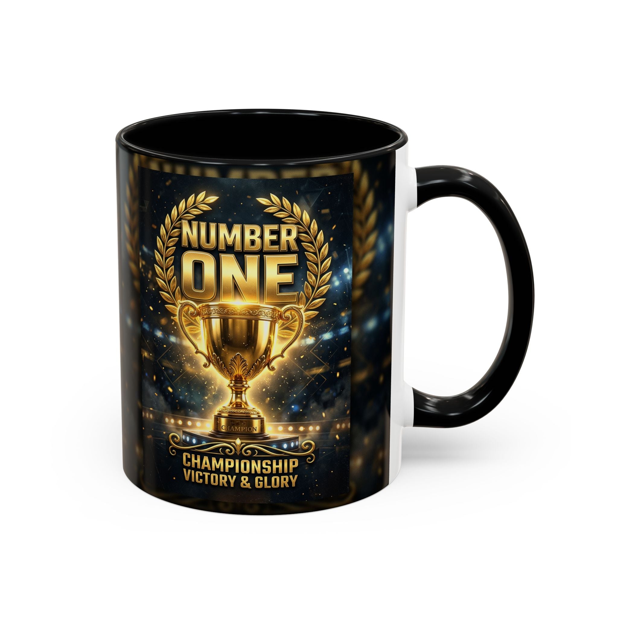 Number One Trophy Coffee Mug — Championship Victory & Glory Accent Mug