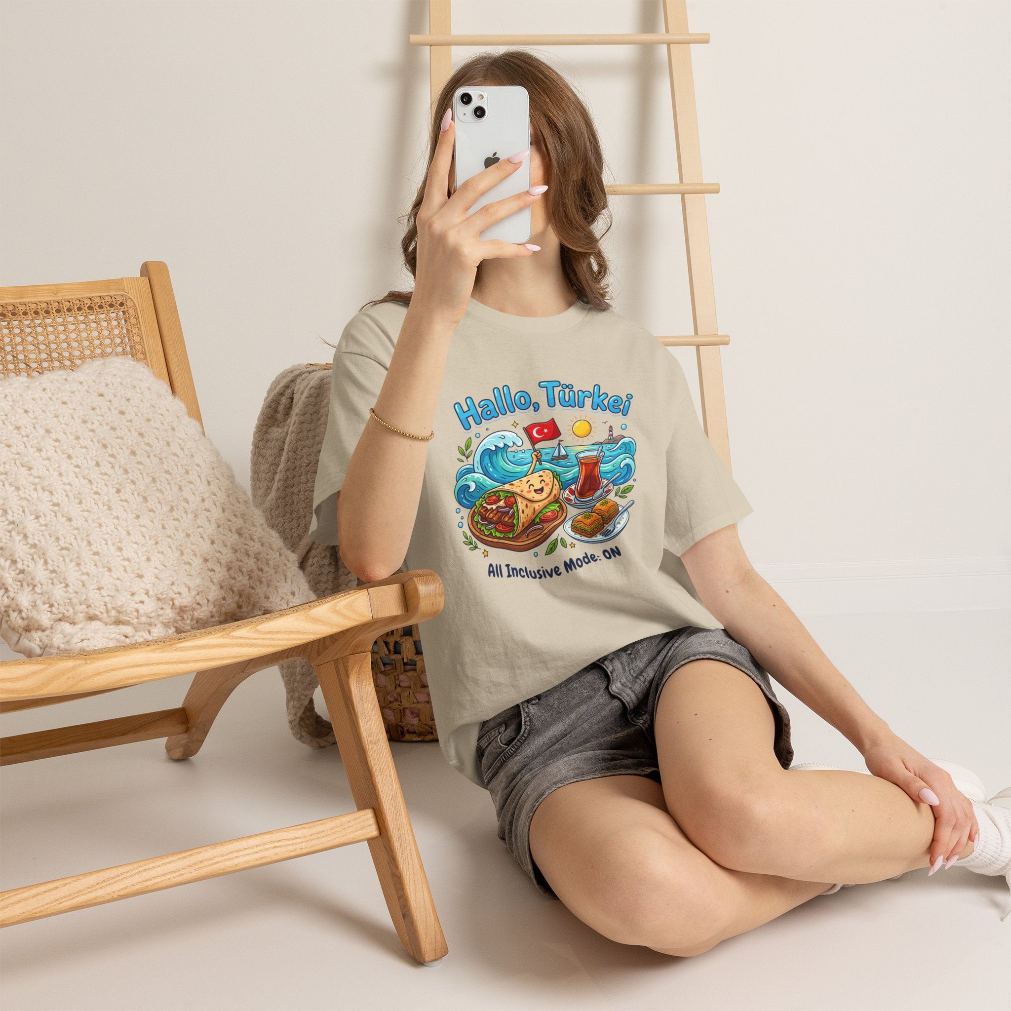 Hallo Türkiye! Turkish Food & Vacation Graphic Tee — "All Inclusive Mode: ON"