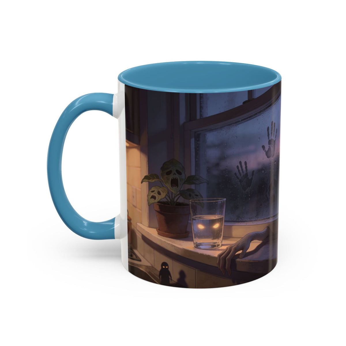 Spooky Window Handprints Mug – Halloween Ceramic Coffee Cup