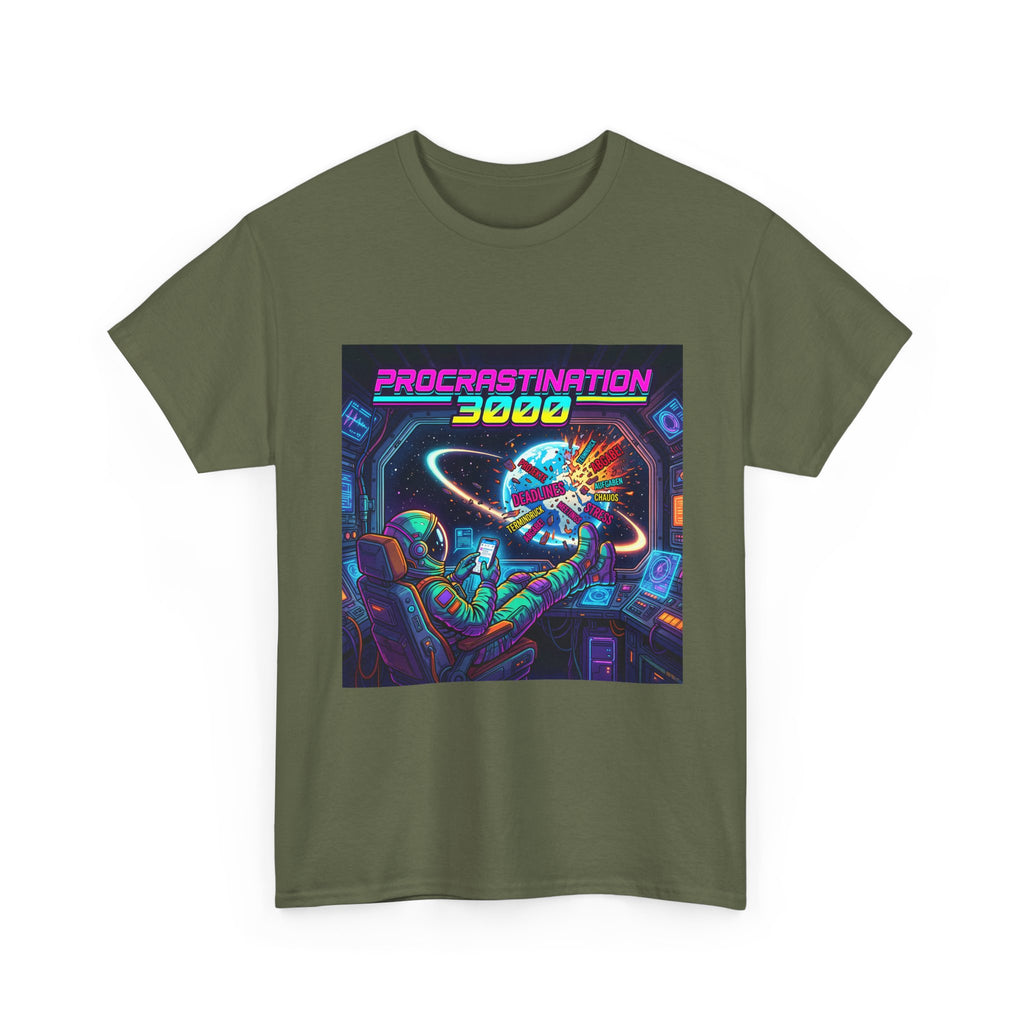 T-Shirt — "Procrastination 3000" Retro Futuristic Space Tee