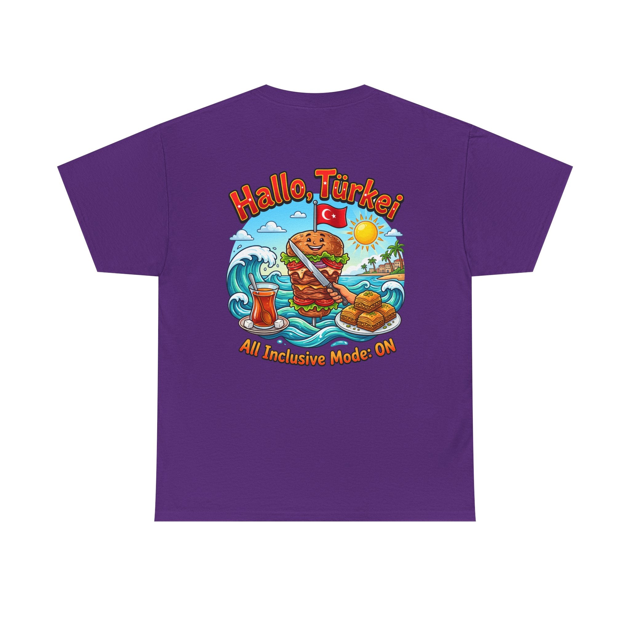 Hallo Türkiye! Turkish Food & Vacation Graphic Tee — "All Inclusive Mode: ON"