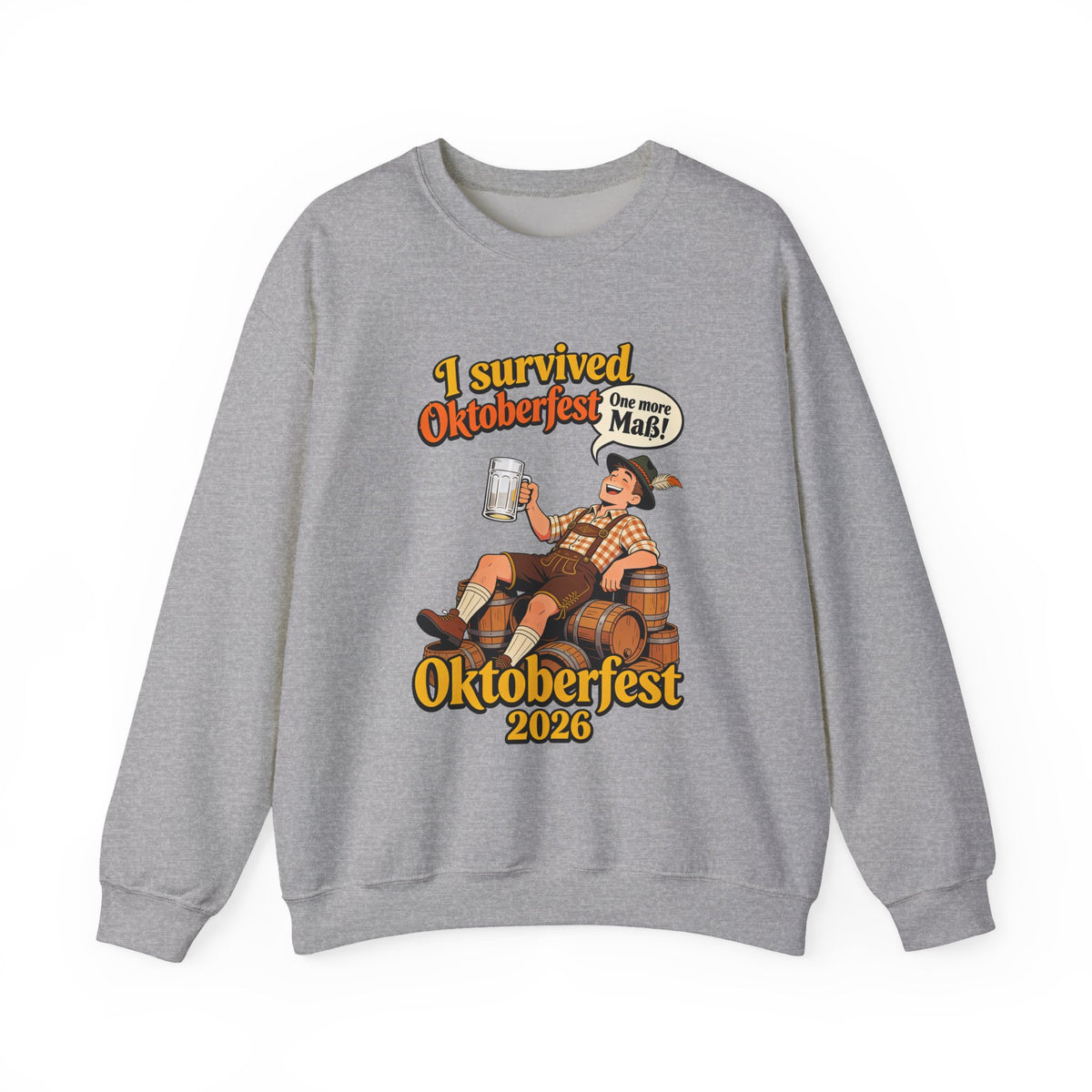 Oktoberfest 2026 Sweatshirt – "I Survived Oktoberfest" Vintage Beer Crewneck