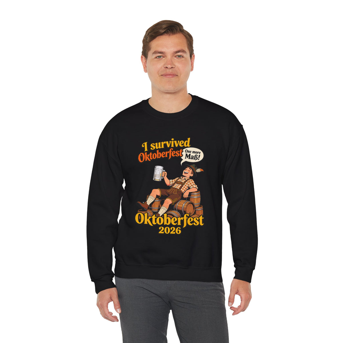 Oktoberfest 2026 Sweatshirt – "I Survived Oktoberfest" Vintage Beer Crewneck