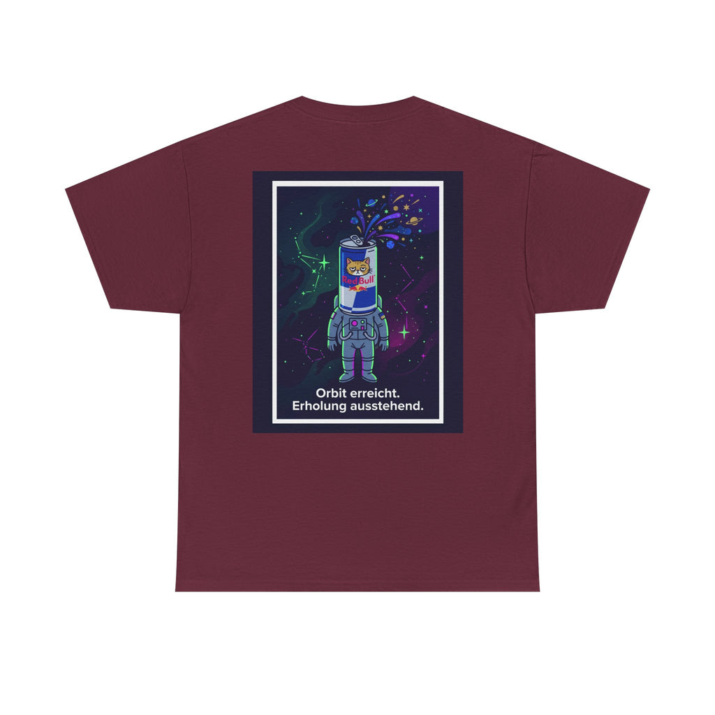 Astronaut Graphic Tee — “Orbit erreicht. Erholung ausstehend.” Neon Space Shirt
